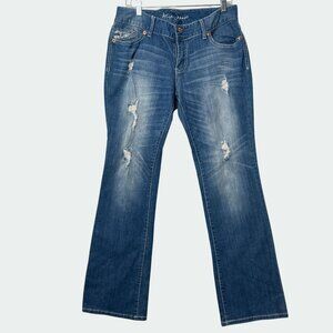 Ariya Jeans Womens Distressed Bootcut Denim Pants Size 13/14 Blue 99% Cotton Str